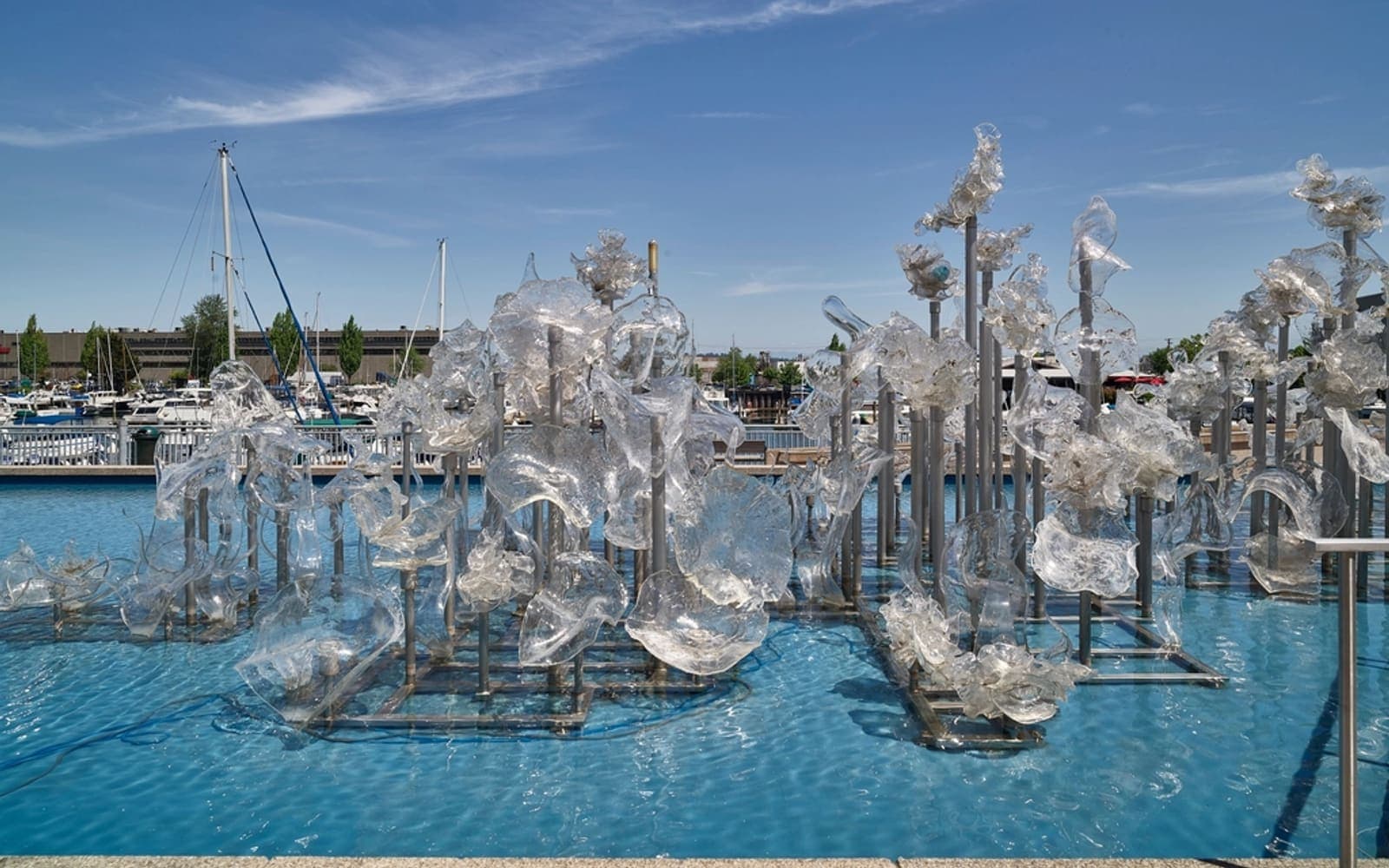 Outdoor glass sculptures at the Museum of Glass in Tacoma
